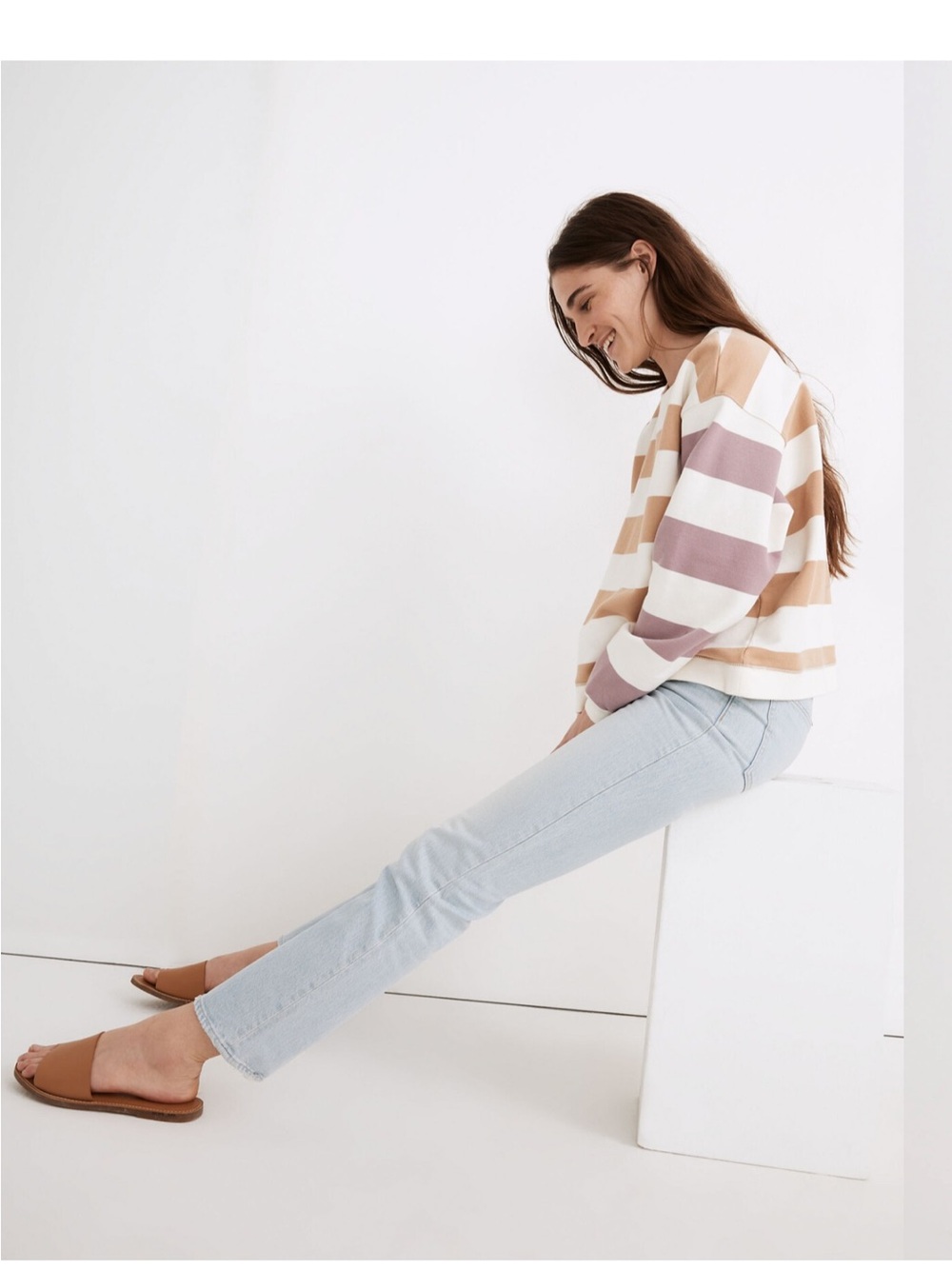 Madewell (Re)sourced Cotton Swing Sweatshirt in Stripe size M